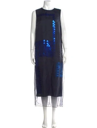 Pre-owned Akris Silk Long Dress In Blue