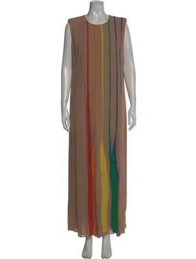 Pre-owned Akris Silk Long Dress In Brown