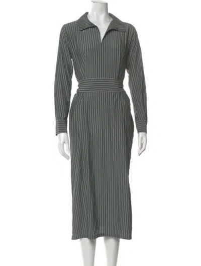 Pre-owned Akris Silk Long Dress In Green