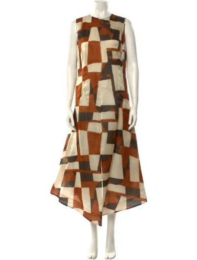 Pre-owned Akris Silk Long Dress In Neutral