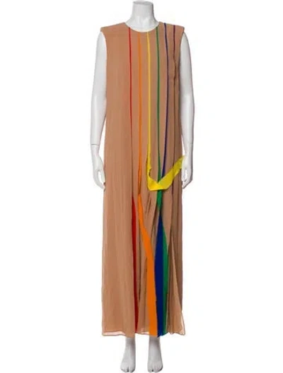Pre-owned Akris Silk Long Dress In Orange