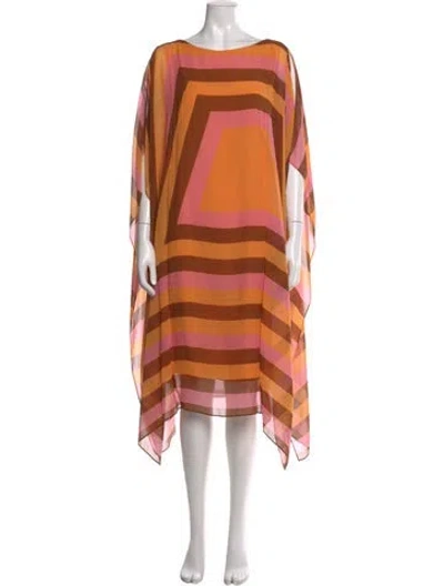 Pre-owned Akris Silk Long Dress In Orange