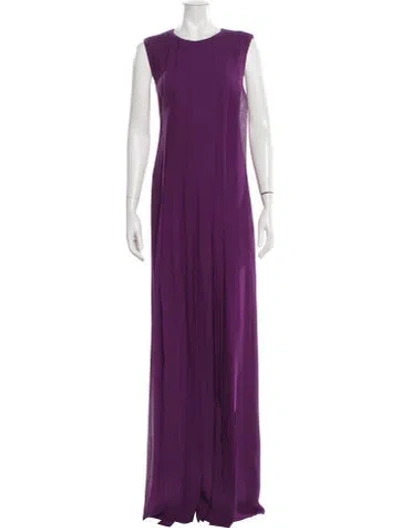Pre-owned Akris Silk Long Dress In Purple