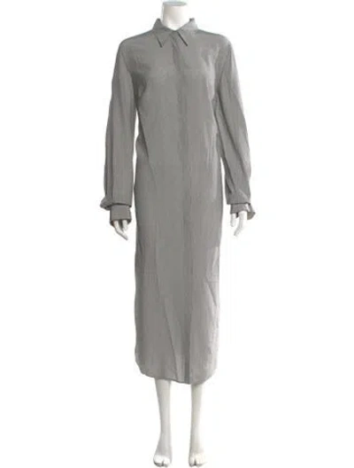 Pre-owned Akris Silk Long Dress In White