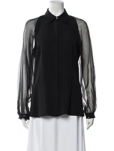 Pre-owned Akris Silk Long Sleeve Blouse In Black
