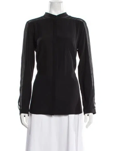Pre-owned Akris Silk Long Sleeve Blouse In Black