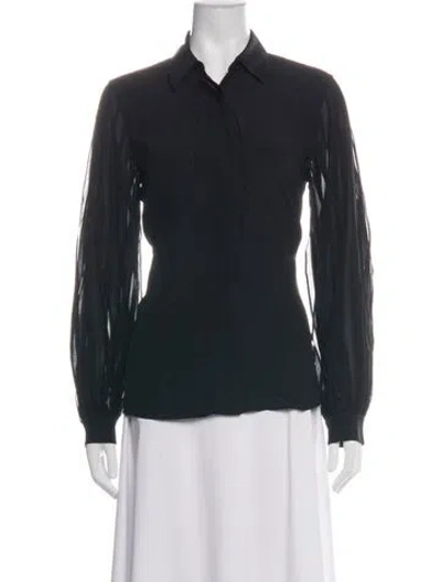 Pre-owned Akris Silk Long Sleeve Blouse In Black