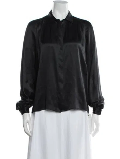 Pre-owned Akris Silk Long Sleeve Blouse In Black