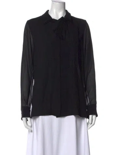 Pre-owned Akris Silk Long Sleeve Blouse In Black
