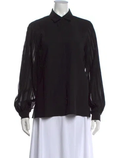 Pre-owned Akris Silk Long Sleeve Blouse In Black