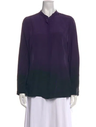 Pre-owned Akris Silk Long Sleeve Blouse In Blue