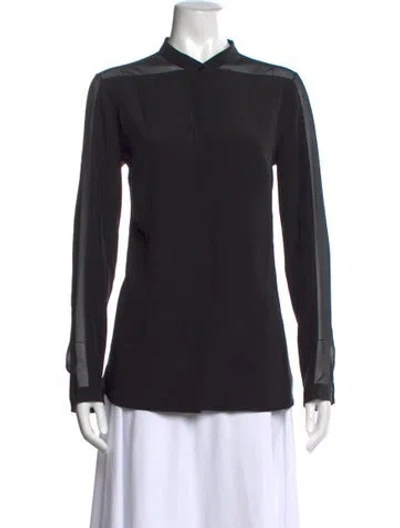 Pre-owned Akris Silk Long Sleeve Blouse In Blue