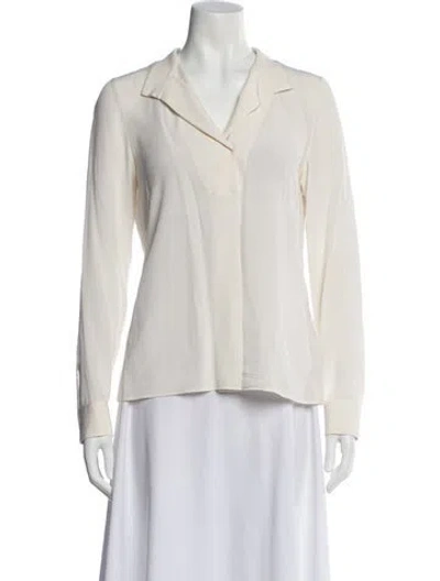 Pre-owned Akris Silk Long Sleeve Blouse In Neutral