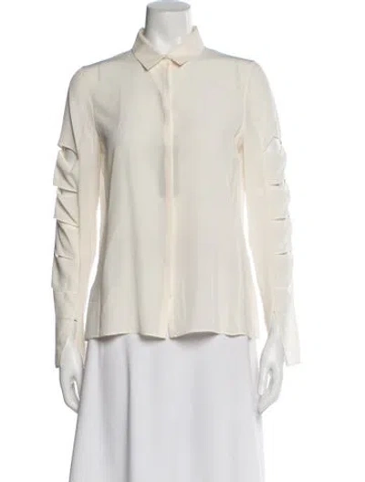 Pre-owned Akris Silk Long Sleeve Blouse In Neutral