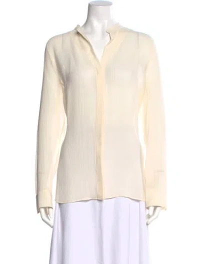 Pre-owned Akris Silk Long Sleeve Blouse In Neutral