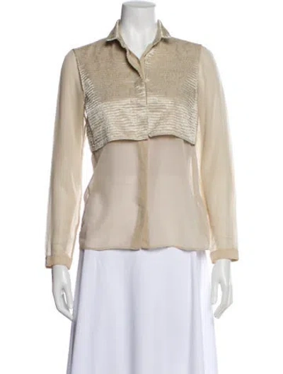 Pre-owned Akris Silk Long Sleeve Blouse In Neutral