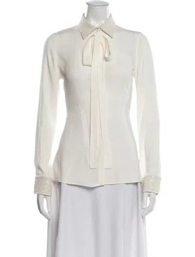 Pre-owned Akris Silk Long Sleeve Blouse In Neutral