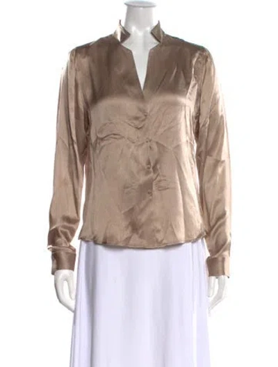 Pre-owned Akris Silk Long Sleeve Blouse In Neutral
