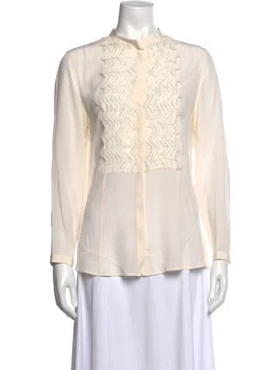 Pre-owned Akris Silk Long Sleeve Blouse In Neutral