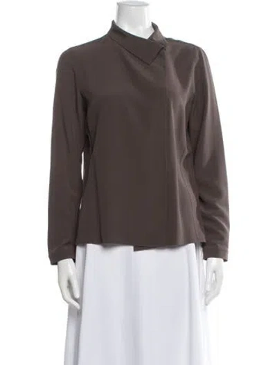 Pre-owned Akris Silk Long Sleeve Blouse In Neutral