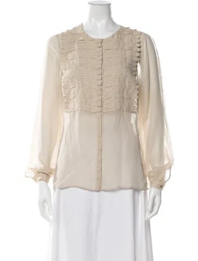 Pre-owned Akris Silk Long Sleeve Blouse In Neutrals