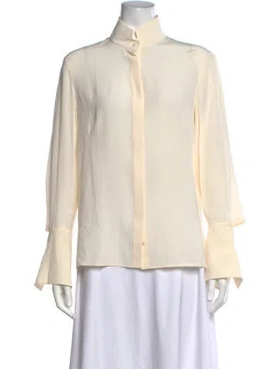 Pre-owned Akris Silk Long Sleeve Blouse In Neutrals
