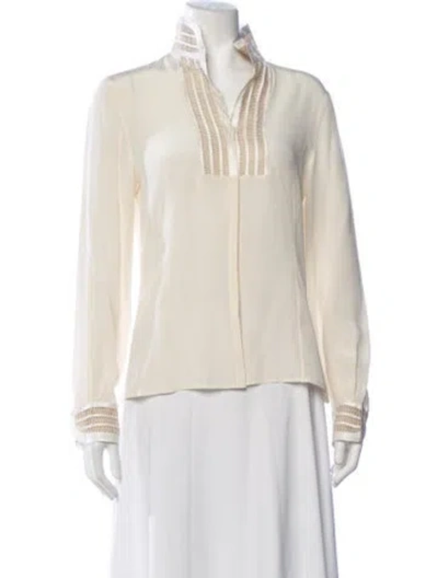 Pre-owned Akris Silk Long Sleeve Blouse In Neutrals