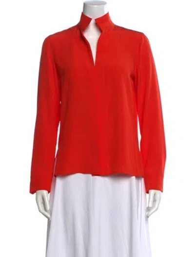 Pre-owned Akris Silk Long Sleeve Blouse In Orange