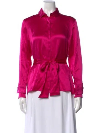 Pre-owned Akris Silk Long Sleeve Blouse In Pink