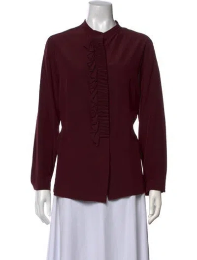 Pre-owned Akris Silk Long Sleeve Blouse In Purple