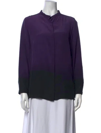 Pre-owned Akris Silk Long Sleeve Blouse In Purple