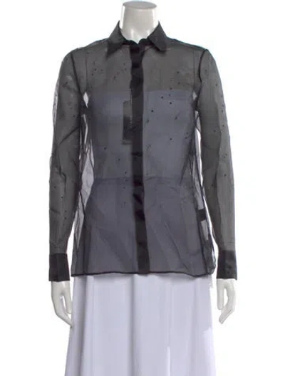 Pre-owned Akris Silk Long Sleeve Blouse W/ Tags In Gray