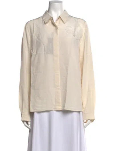 Pre-owned Akris Silk Long Sleeve Blouse W/ Tags In Neutrals