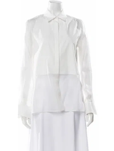 Pre-owned Akris Silk Long Sleeve Blouse In White