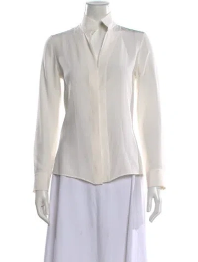 Pre-owned Akris Silk Long Sleeve Blouse In White