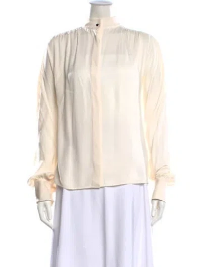 Pre-owned Akris Silk Long Sleeve Blouse In White