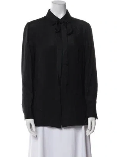 Pre-owned Akris Silk Long Sleeve Button-up Top W/ Tags In Black