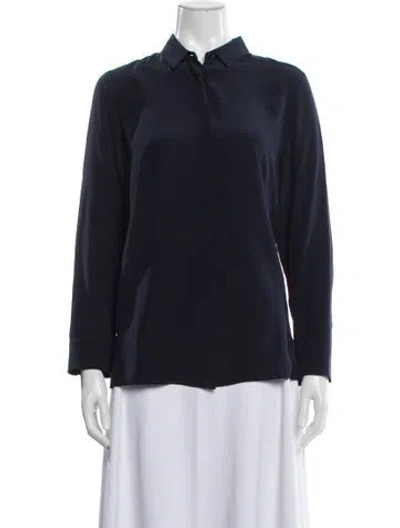 Pre-owned Akris Silk Long Sleeve Top In Blue