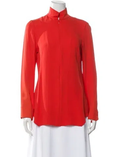 Pre-owned Akris Silk Long Sleeve Top In Orange