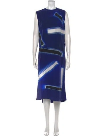Pre-owned Akris Silk Midi Length Dress In Blue