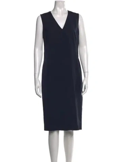 Pre-owned Akris Silk Midi Length Dress In Blue