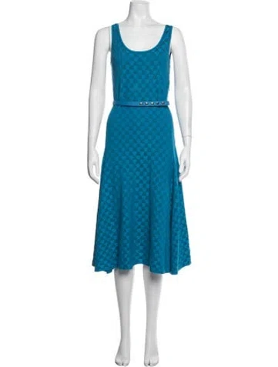 Pre-owned Akris Silk Midi Length Dress In Blue