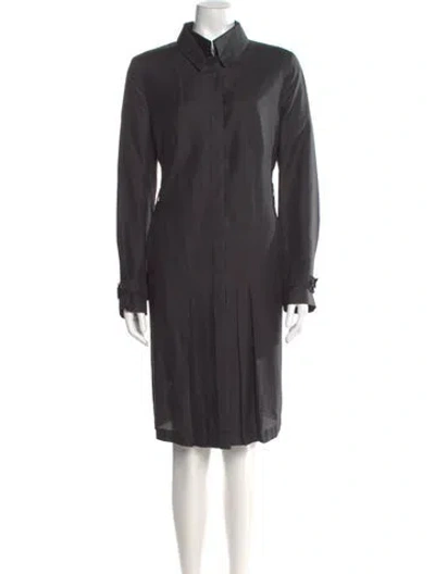 Pre-owned Akris Silk Midi Length Dress In Gray