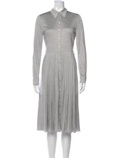 Pre-owned Akris Silk Midi Length Dress In Gray