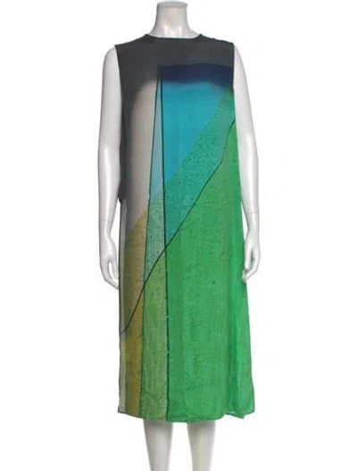 Pre-owned Akris Silk Midi Length Dress In Green