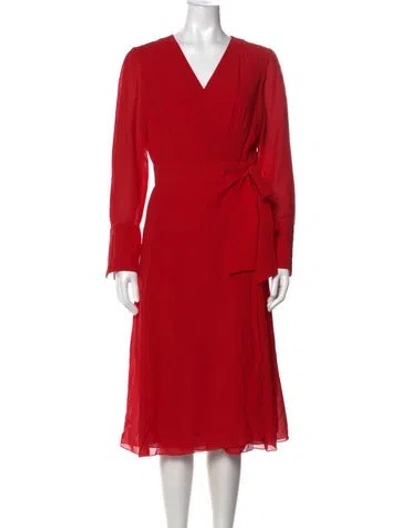 Pre-owned Akris Silk Midi Length Dress In Red