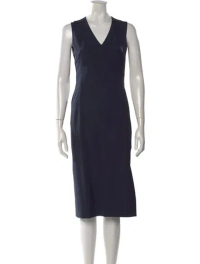 Pre-owned Akris Silk Midi Length Dress W/ Tags In Blue