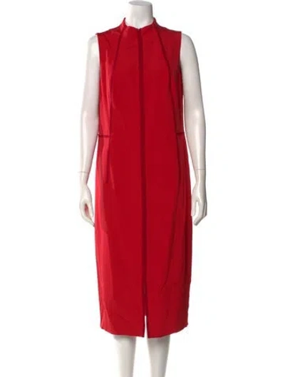 Pre-owned Akris Silk Midi Length Dress W/ Tags In Red