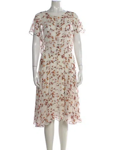 Pre-owned Akris Silk Midi Length Dress In White