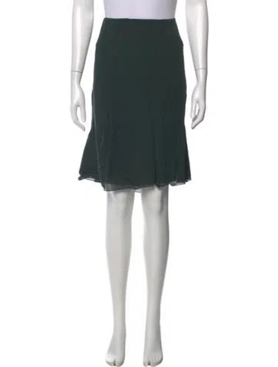 Pre-owned Akris Silk Midi Length Skirt In Green